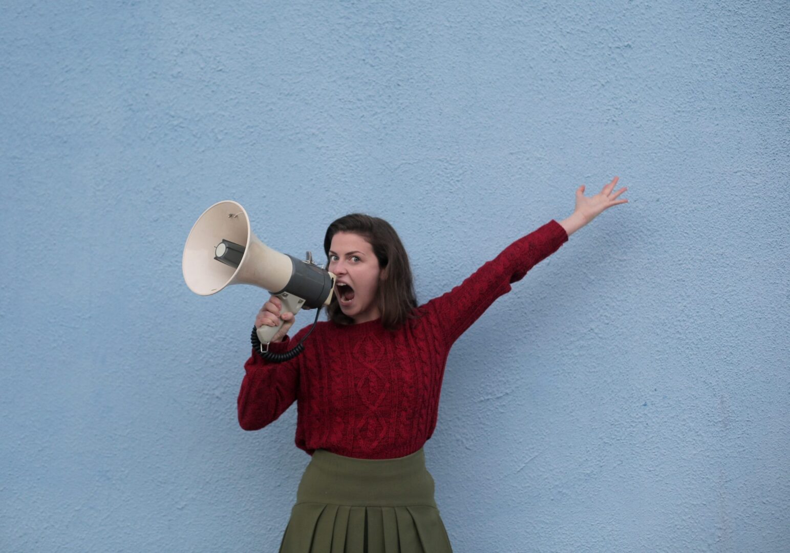 Picture of woman speaking into a megaphone