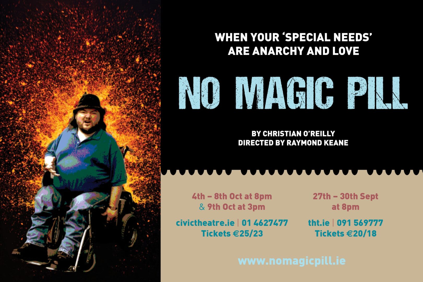 Poster for No Magic Pill play with image of Martin Naughten.