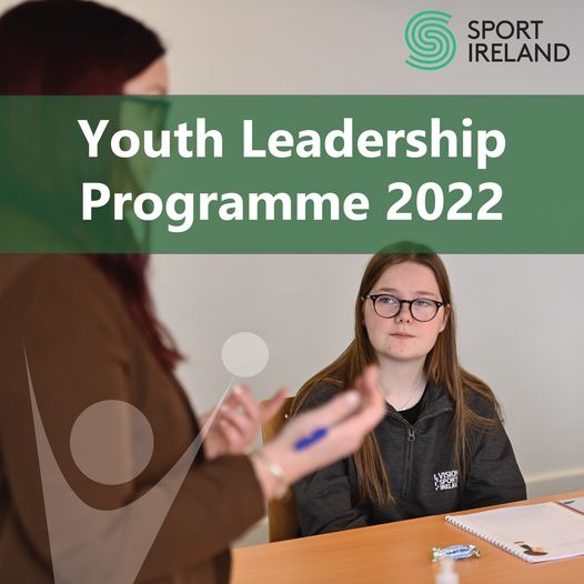 Photo of two women with words Youth Leadership Programme 2022 and Sport Ireland logo
