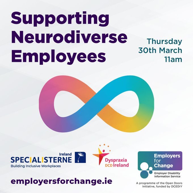 Poster with words Supporting Neurodiverse Employees and loop design.